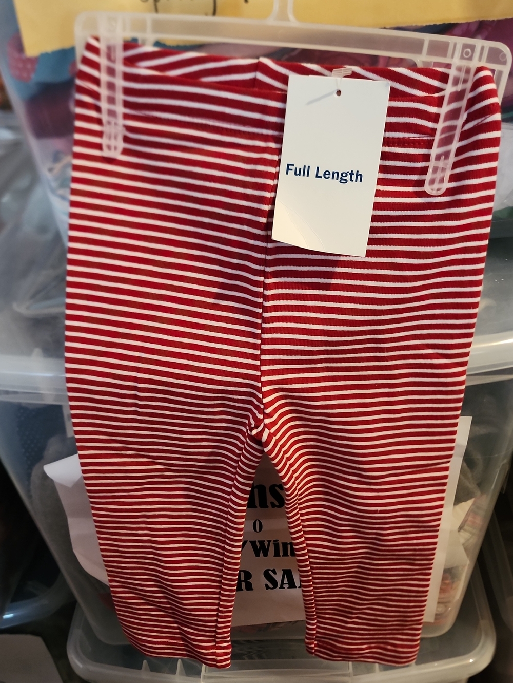 Nwt 18-24 Months Old Navy Red & White Striped Full-Length Leggings